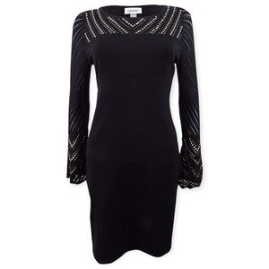 Calvin Klein Women's Studded Pointelle Bell-sleeve Sheath Dress
